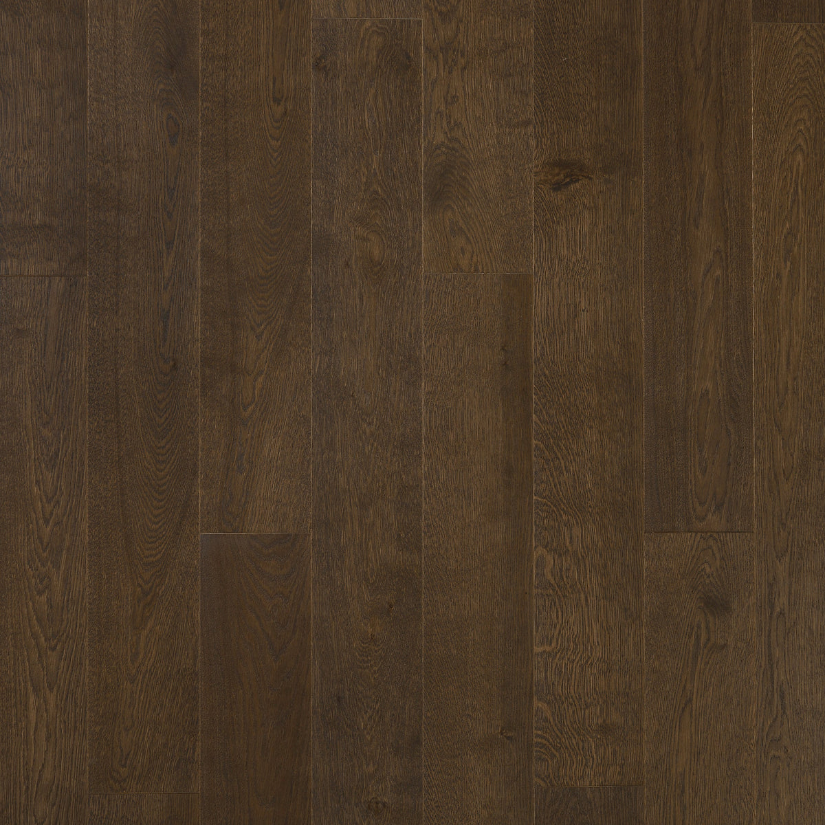 Timberwise Ekplanka Choco – kvadratisk produktbild ovanifrån med plankorna vertikalt. Vägledande kulörreferens; sortering, ytbehandling och plankmått kan avvika.