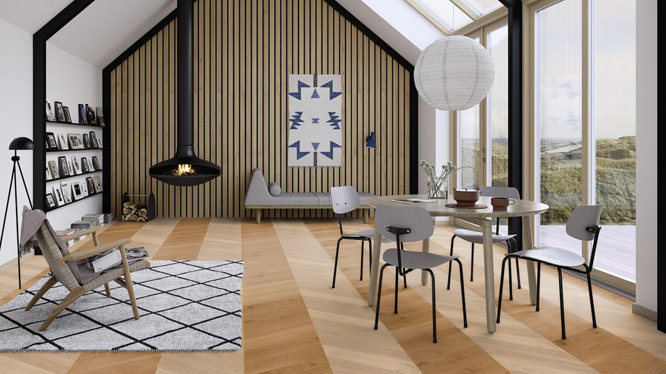 BOEN 3-skikts trägolv Ek Vit Adagio (borstad 14x138x611 (B-plank) - bild 2