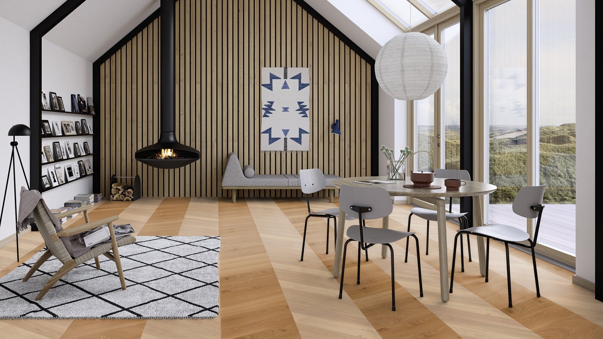 BOEN 3-skikts trägolv Ek Vit Adagio (borstad 14x138x611 (B-plank) - bild 2